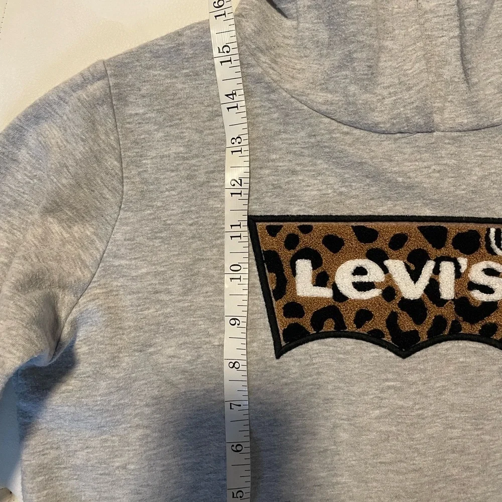 Levi's Gray girls Crop Hoodie with Leopard Logo - Picture 6 of 7